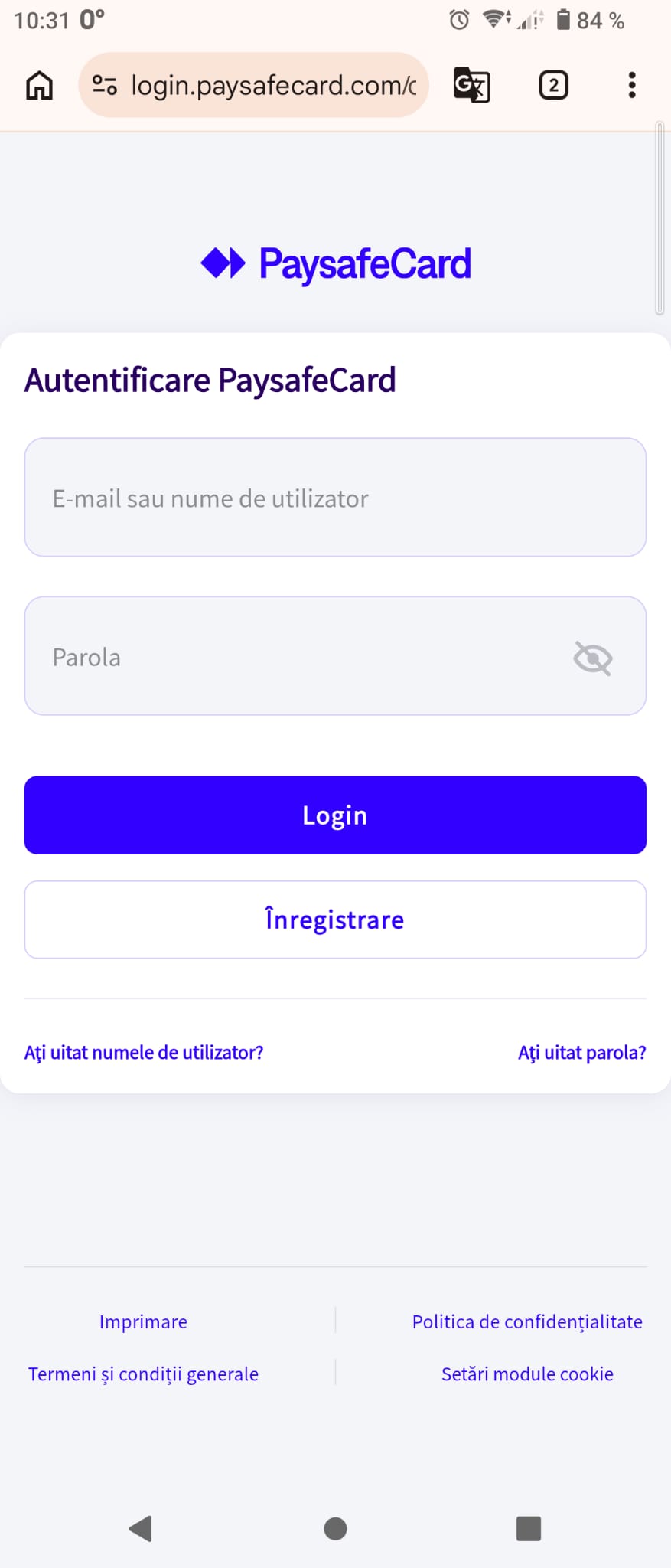 Paysafecard Registration