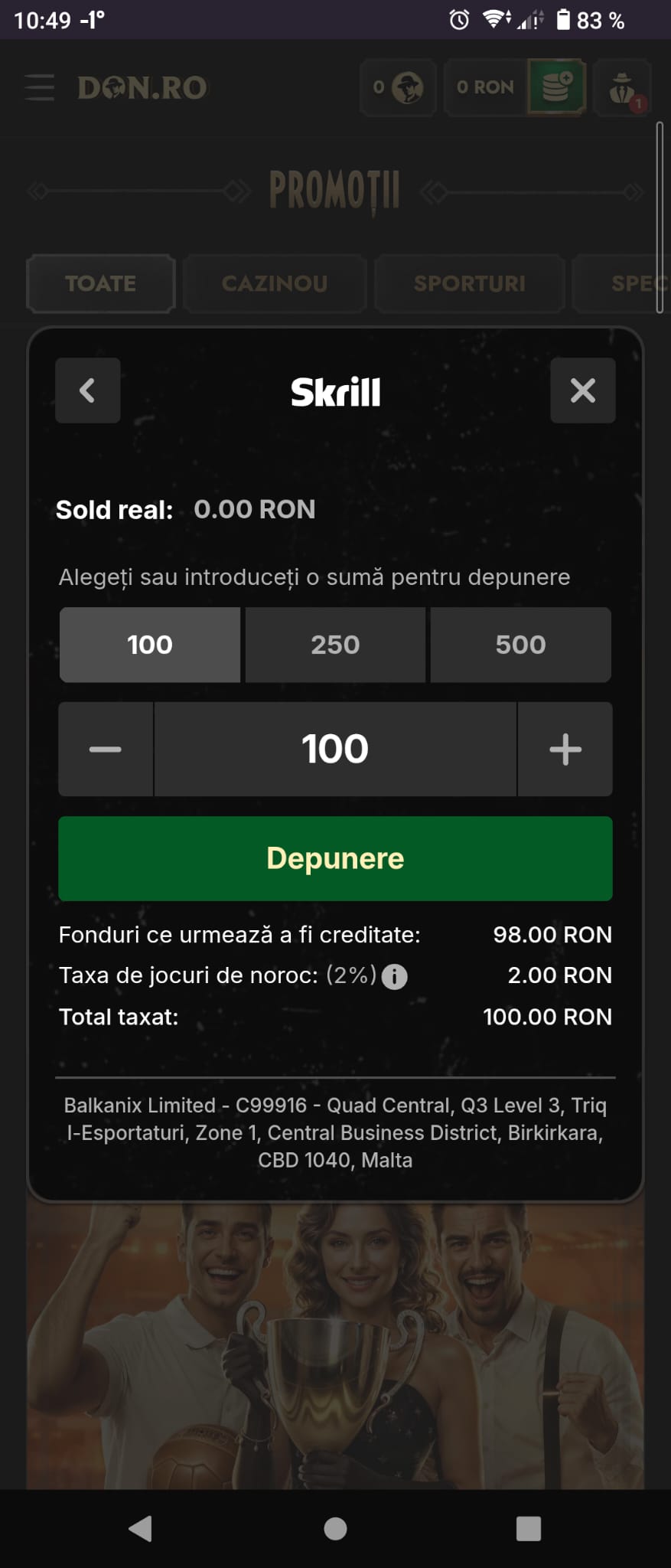 Skrill deposit