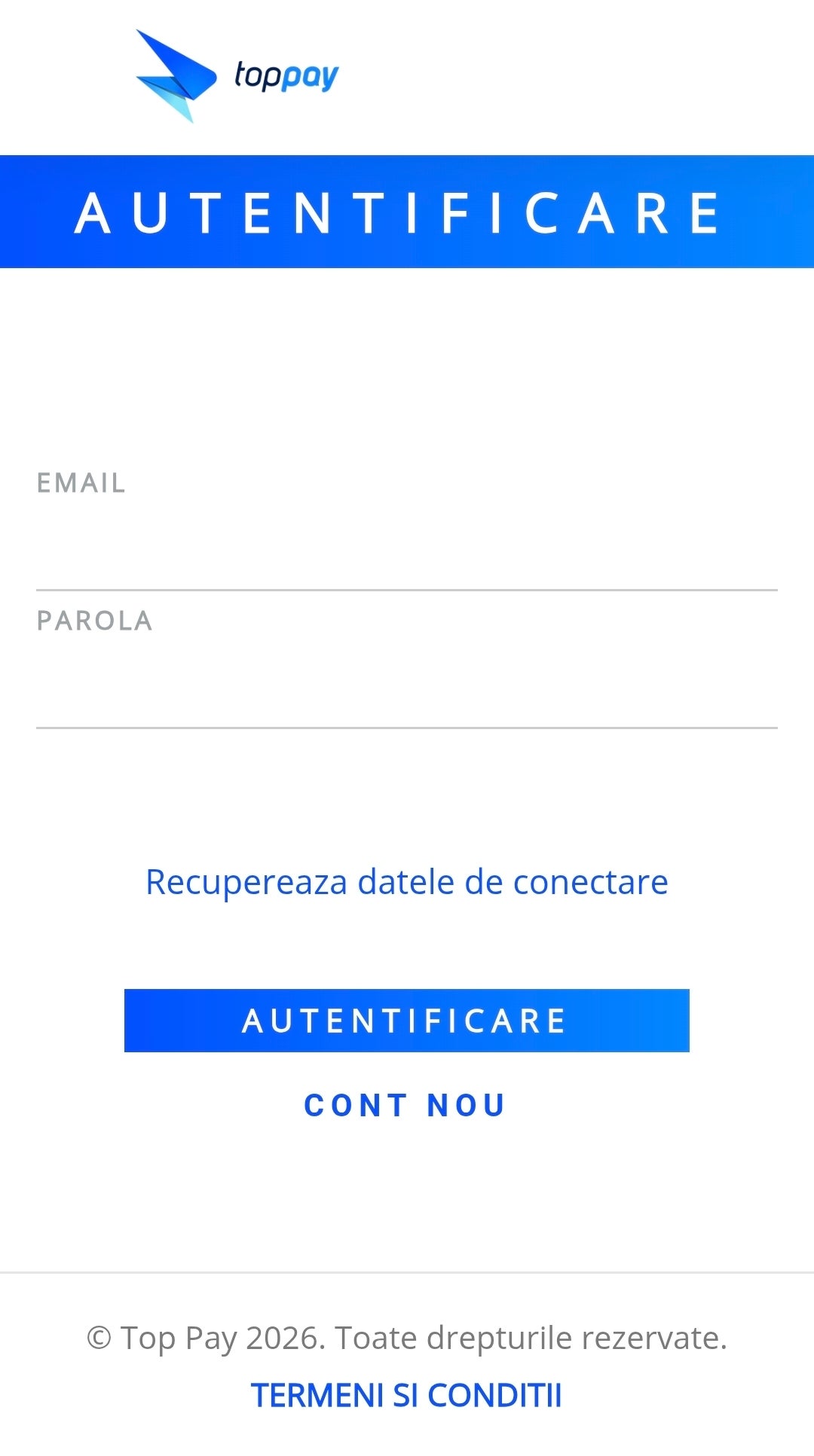TopPay - inregistrare